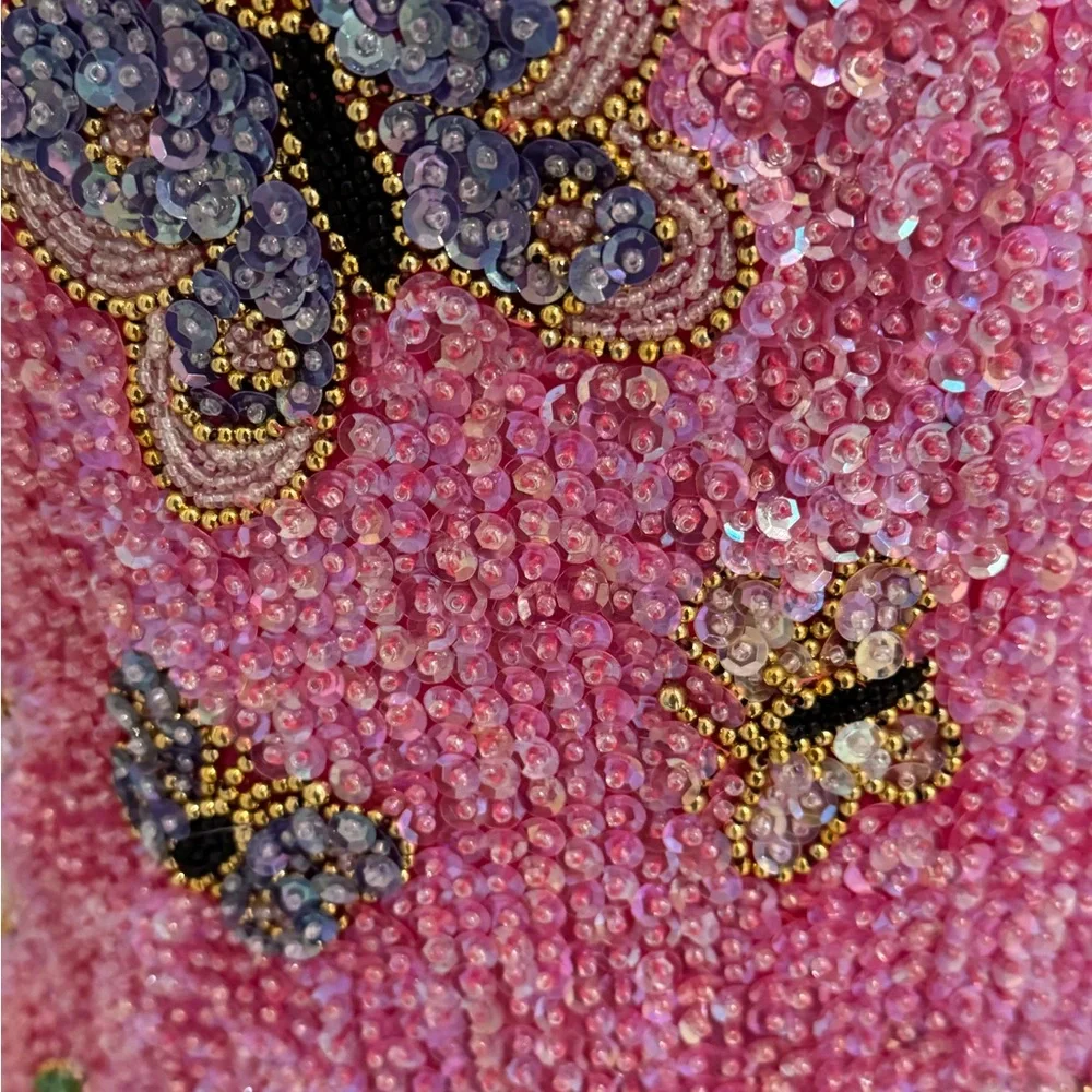 Little Attitudes by Debra Pink Sequin‎ hand beaded Dress Butterflies. NWT
